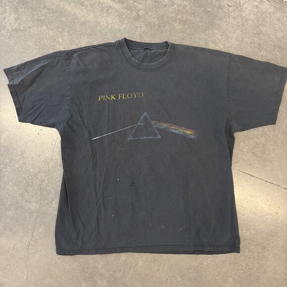 Vintage Y2k Pink Floyd Dark Side Of The Moon Black Sun Faded Graphic Tee XL - Picture 1 of 6